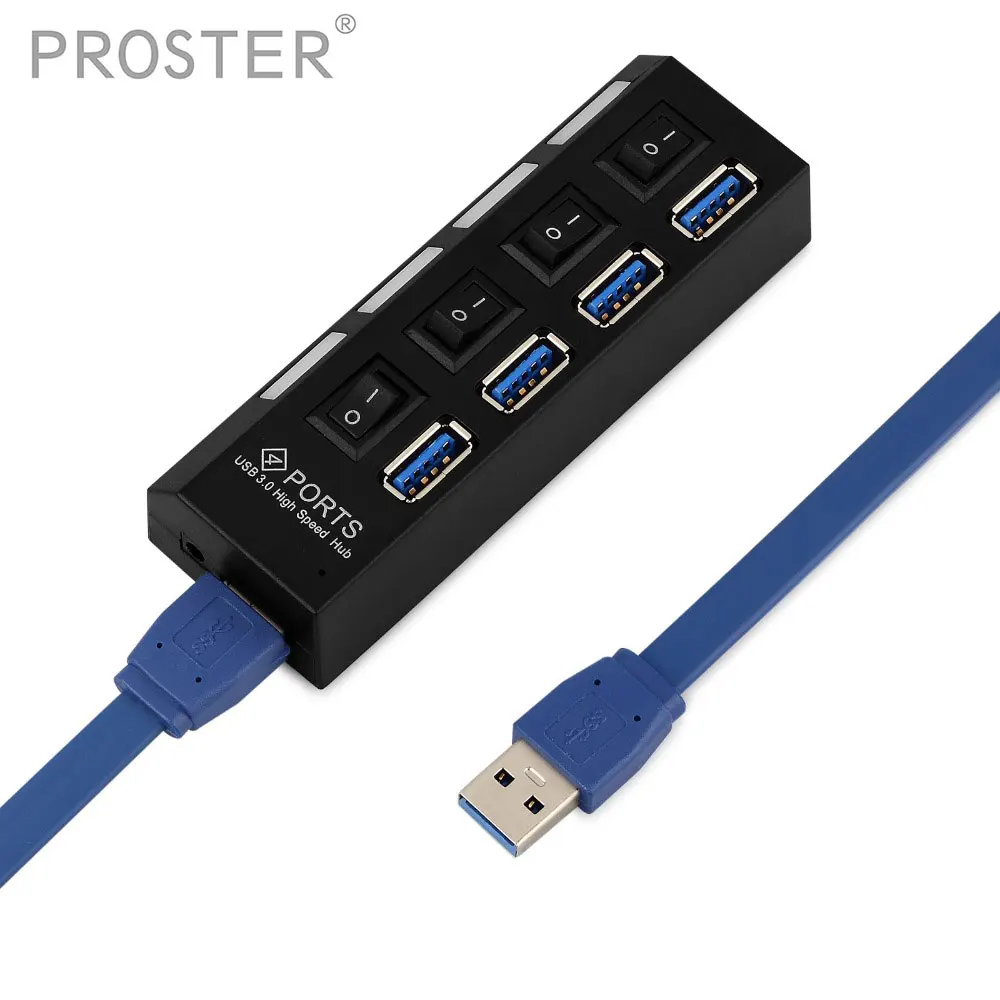 

Коммутатор PROZOR USB 3,0, 4 порта, 5 Гбит/с, usb-адаптер питания ма