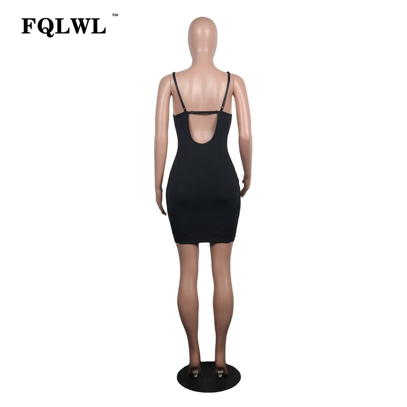 FQLWL летнее женское кружевное платье с открытой спиной на тонких бретельках