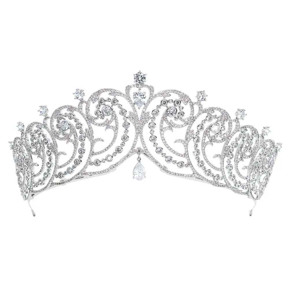 Classic Cubic Zirconia Wedding Bridal Princess Royal Tiara Crown Women Prom Hair Jewelry Accessories CH10296