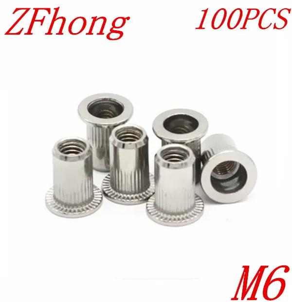 

100pcs M6 Metric thread 304 Stainless Steel Rivet Nut Rivnut Inserts Nut