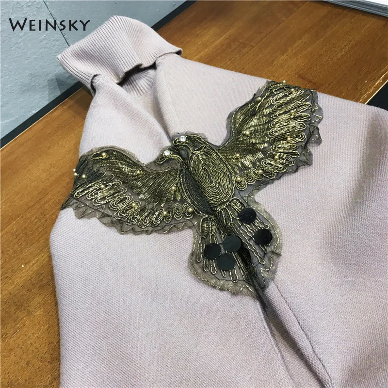 Женский вязаный свитер-накидка Weinsky повседневный длинный свитер большого