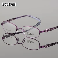 bclear high quality metal alloy female eyeglasses frames full rim optical frame women myopia reading prescription eyewear flower