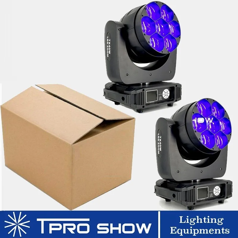 Carton Packing 2 шт. 7x40 Вт движущаяся головка луч света светодиоды глаз пчелы Lyre Zoom мыть Мобильная голова диско свет профессиональный DJ 2в1 кейс полета для клуба - Цвет: Carton Packing