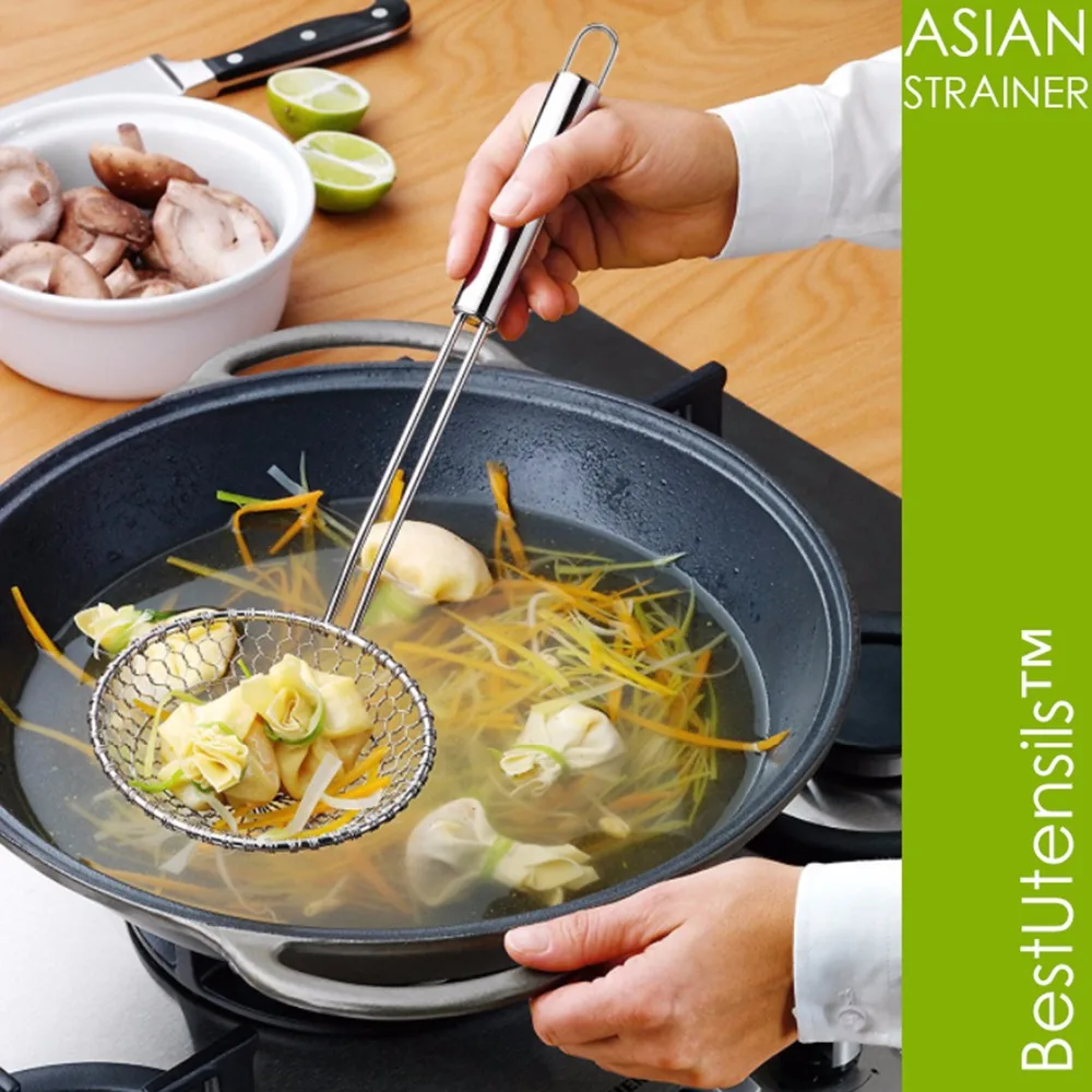 Азиатское кухонное ситечко из нержавеющей стали сетчатый со спиральной сеткой