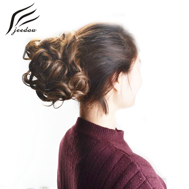 Jeedou Updos синтетические волосы шиньон с зажимом для наращивания волос смешанные цвета волосы булочка пусковая кудрявая шиньон свадебные волосы Updos для элегантных