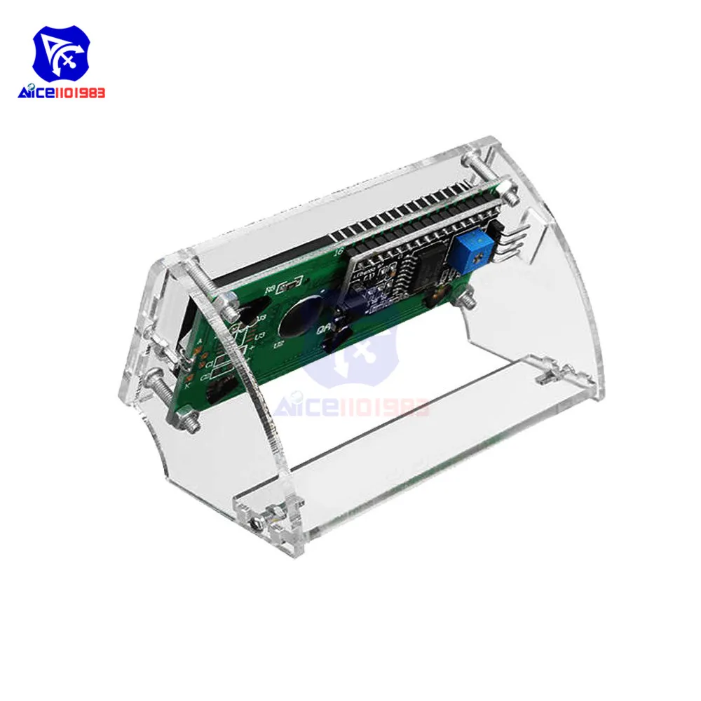 Прозрачный Акриловый Корпус для lcd 1602 lcd синий/желтый экран с винтом/гайкой lcd 1602 Чехол-держатель