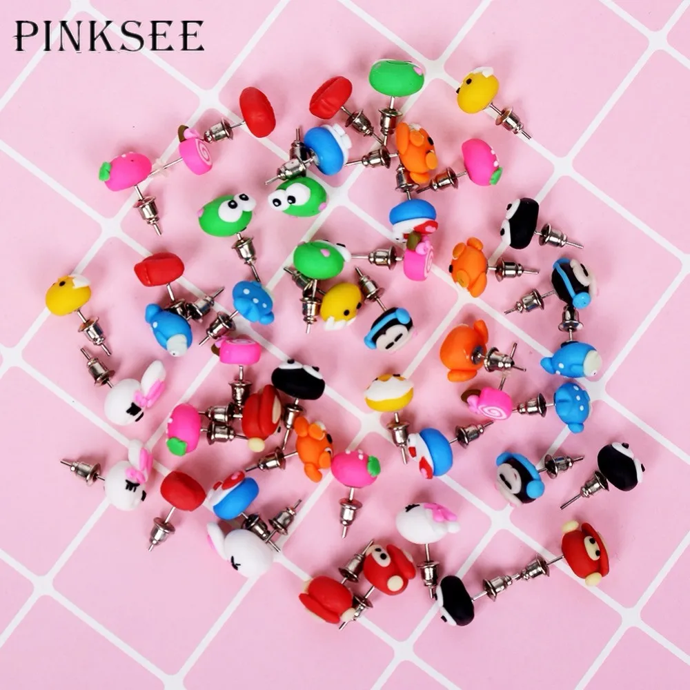 Pinksee 24 пара/лот Новые Симпатичные Модные сплав Мелких Животных Серьги гвоздики