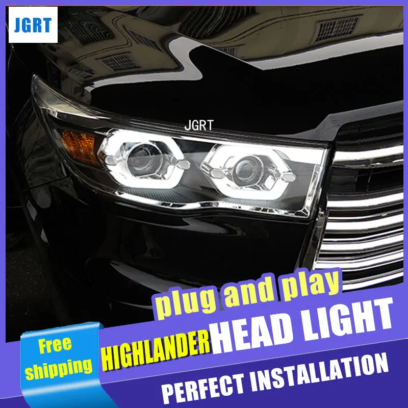 Car Styling for New Kluger Headlight assembly 2015-2019 Highlander LED Lens Double Beam H7 with hid kit 2pcs | Автомобили и