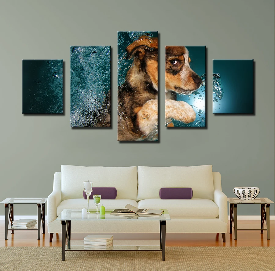 Картина без рамы 5 шт. с изображением милых животных на холсте для гостиной