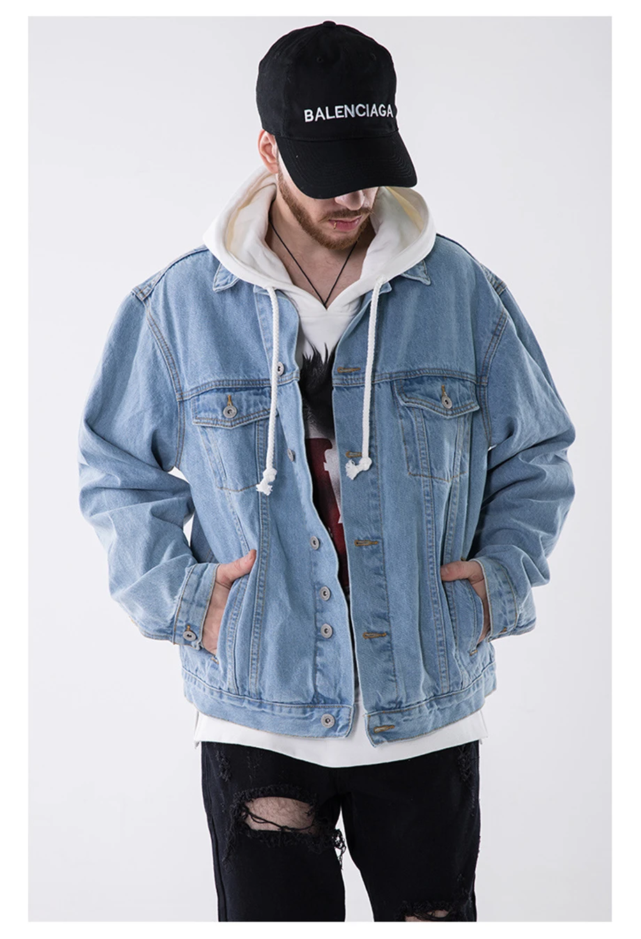 Autumn Hip Hop Denim Jacket Men Print Jeans Jackets Streetwear Fashion Casual Cotton Coat Male HZ021