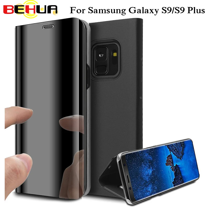 Ясно Зеркало Смарт Флип Стенд чехол для телефона samsung Galaxy S9 плюс Clear View Роскошные