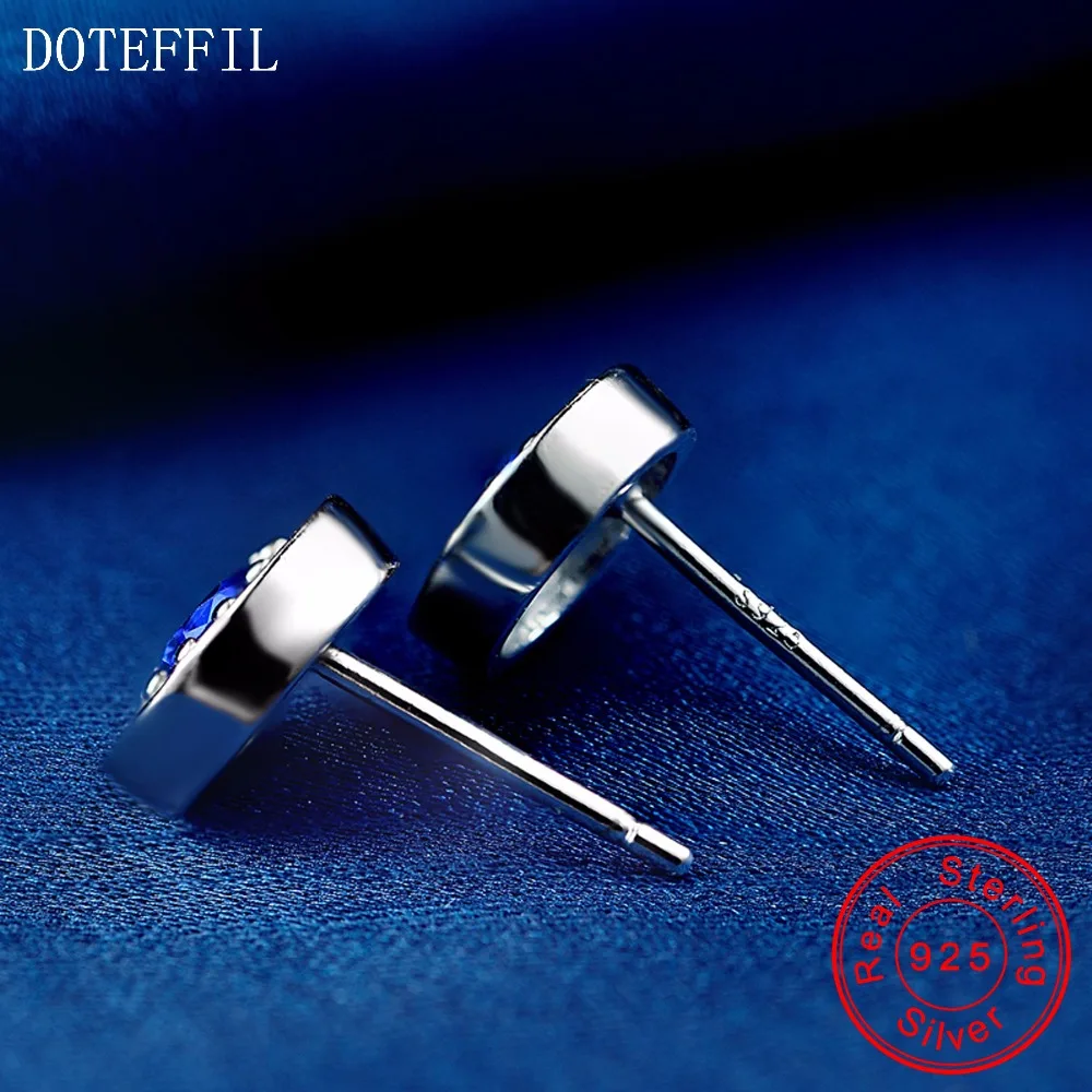 Серьги из 100% стерлингового серебра очаровательные женские модные серьги с синим