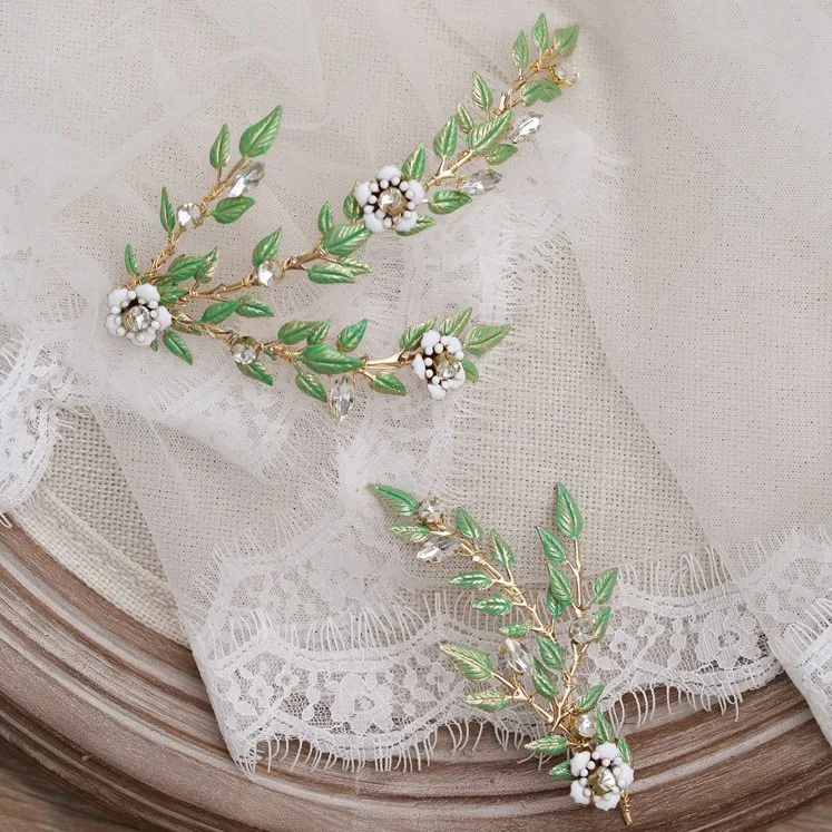 Jonnafe vintage зеленый лист с цветочками для взрослых головной убор женщин