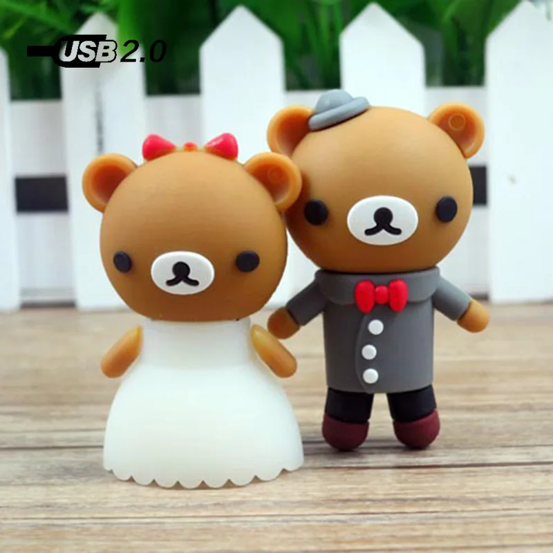 Wedding Bear Couples Cartoon Usb Minions Yellow Man U Flash Disk 128MB 4GB 8GB 16GB 32GB 64GB 128GB Drive Memory Stick | Компьютеры и