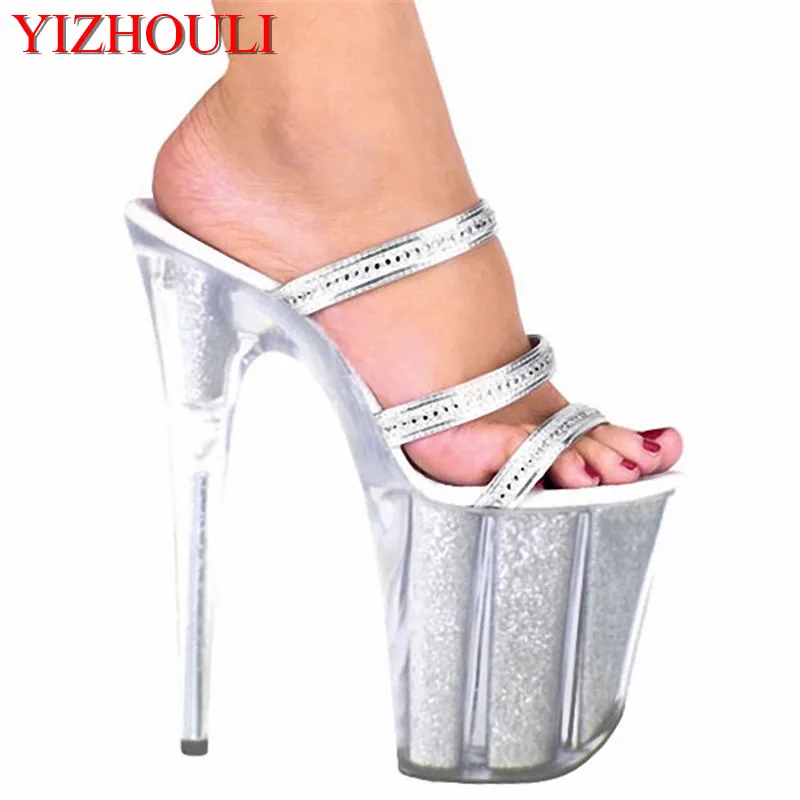 Hate day high heels, 20cm high water table and sexy cool nightclub female flash powder crystal Dance Shoes