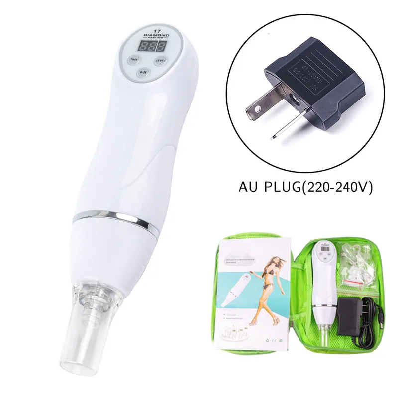 AU plug no box 6 наконечников уход за лицом устройство красоты кожи Алмазная дермабразия Угри очиститель пилинг машина уход массаж микродермабразия - Цвет: AU plug no box