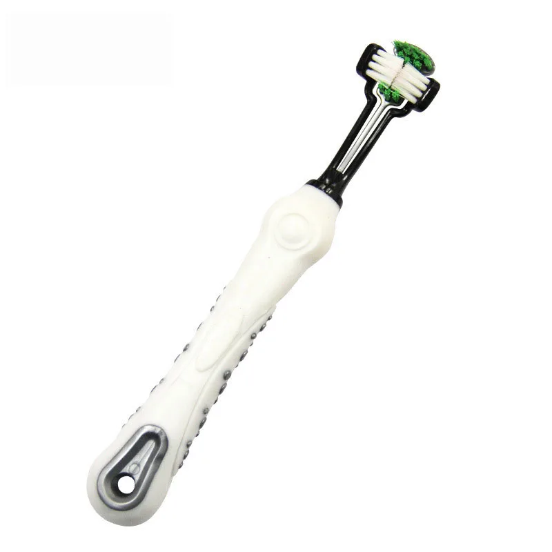 Hot Selling Three Sided Pet Toothbrush Dog Brush Addition Bad Breath Tartar Teeth Care Dog Cat Cleaning Mouth Dog toothbrush - Цвет: white