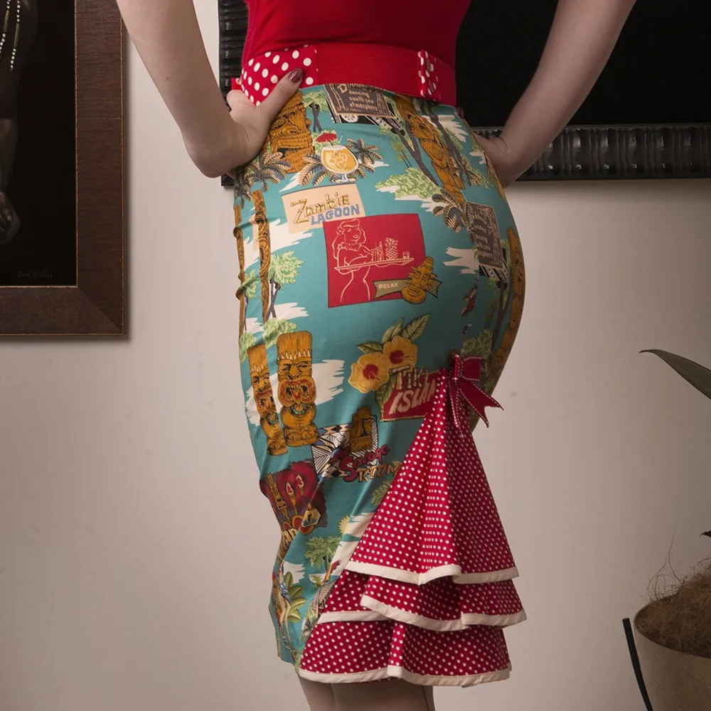Женская винтажная юбка карандаш в горошек с оборками и бантом|skirt retro|pencil skirtpencil