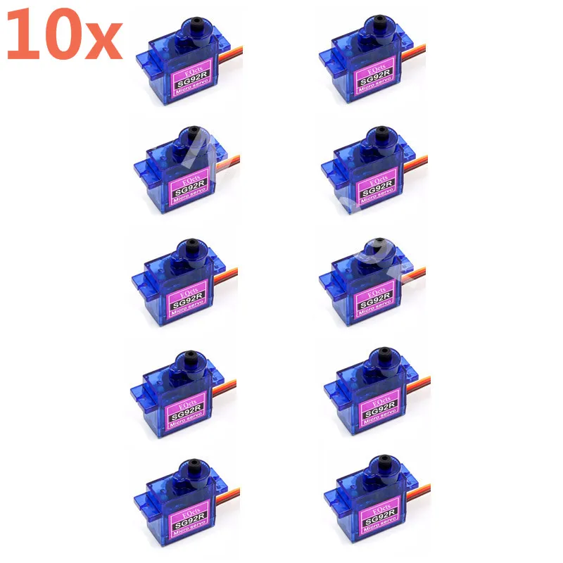 10pcs SG92R Micro 9g Servo Nylon Carbon Fiber Gears Replace SG90 For RC Model Aeromodelling Helicopter Airplane Parts |