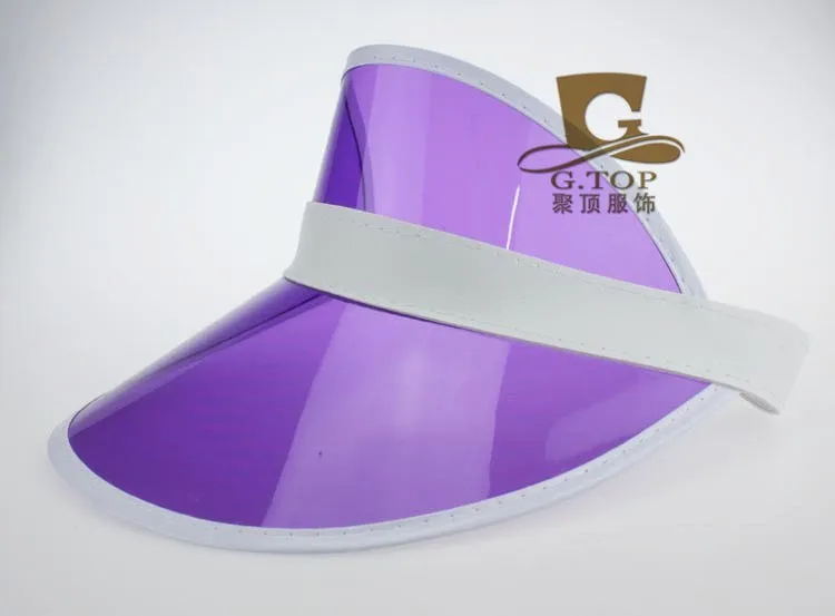 PURPLE 24 шт./партия, летняя Праздничная неоновая солнцезащитная Кепка в стиле ретро, вечерние кепки, пластиковый козырек, шляпа от солнца, рейверская Праздничная Нарядная повязка на голову - Цвет: PURPLE