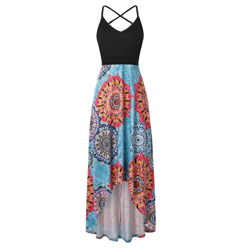 Фото SAGACE Women Boho Casual Sexy Sleeveless Backless Printed Halter Mid Calf Dress Plus Size Summer Vestidos Verano 2019 *30 Женская SAGACE Women Boho Casual Sexy Sleeveless Backless Printed Halter Mid Calf Dress Plus Size Summer Vestidos Verano 2019 *30 Женская