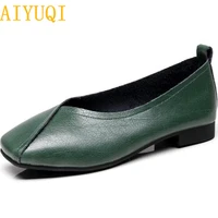 aiyuqi flat shoes 2021 new autumn genuine leather women flat shoes onon slip plus size 35 43 women casual shoes