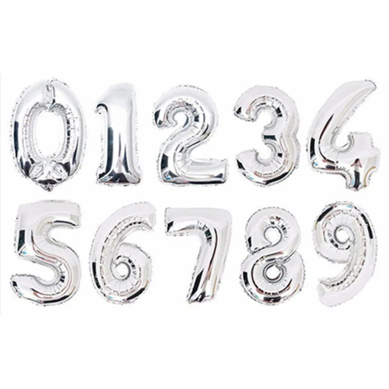32 Inch Large Blue Pink Number Balloons Foil Ballon Silver Digit Kids Baby Birthday Party Decoration Supplies|Воздушные шары и