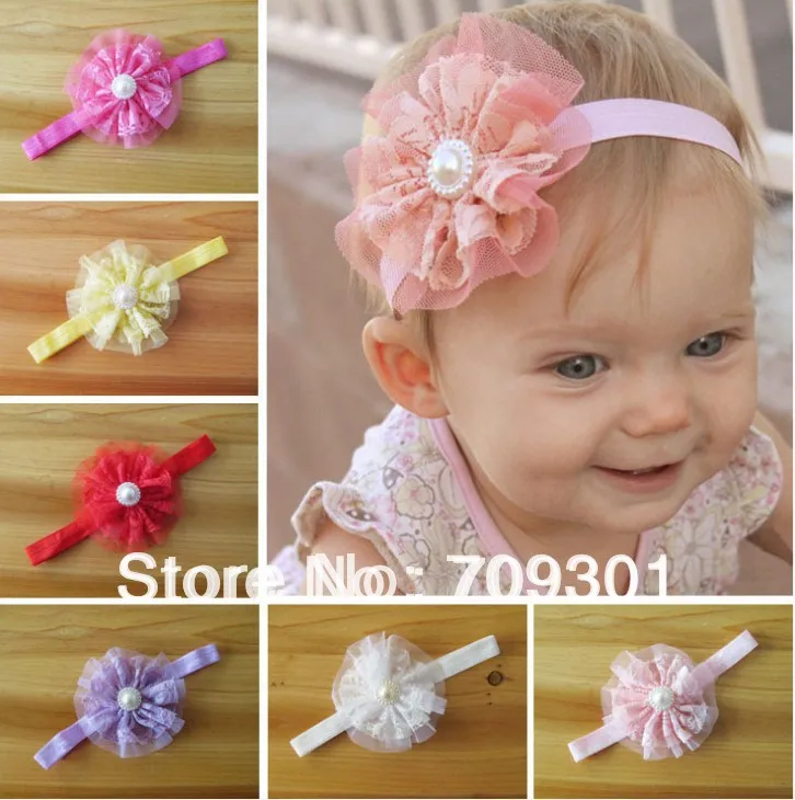

36Pcs/lot,Lace Flower Baby Headband,Stretchy Nylon Girls Hairband,Rhinestone Flower Children Headwraps,Kids Hair Accessoires