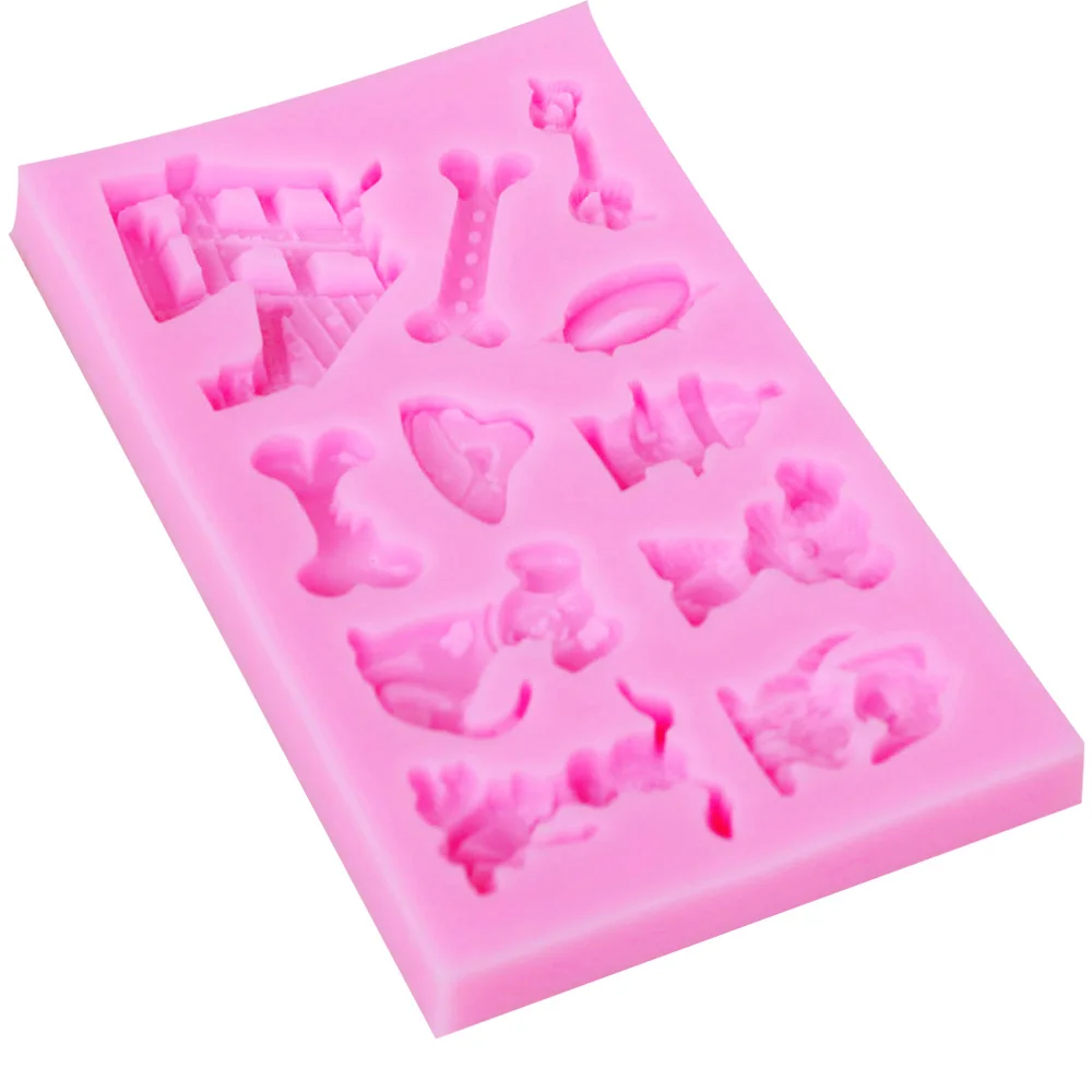 10PCS/SET M385 Cute Dog House Silicone Mold Fondant Bone Cake Decorating Tool Candy Baking Chocolate Gumpaste Mould10.2*6*1CM | Дом и сад