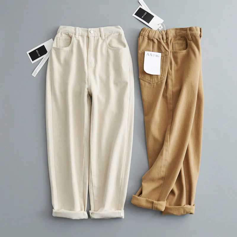 

Fatika Thick Loose High Waist Pants 2019 Autumn Winter Female Pockets Solid Femme Long Wide Leg Pants For Women