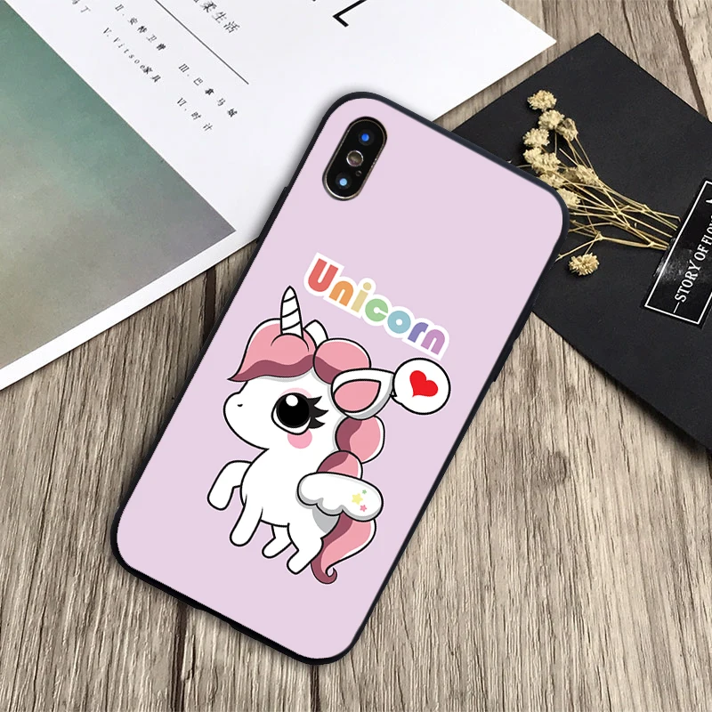 Мягкий силиконовый чехол с радужным единорогом для iPhone 6 6plus 7 8plus 5 5S 5C SE X XS XR