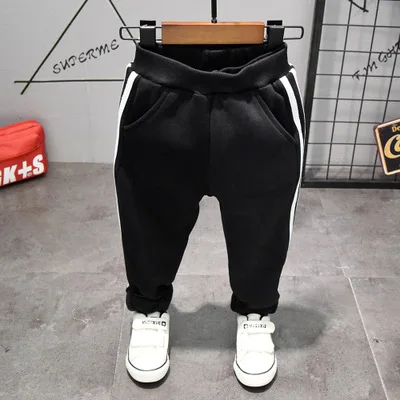 black pant Детский хлопковый Повседневный Модный пуловер с длинными рукавами и капюшоном в стиле пэчворк; комплекты одежды с капюшоном; цветная спортивная одежда; комплекты с капюшоном - Цвет: black pant