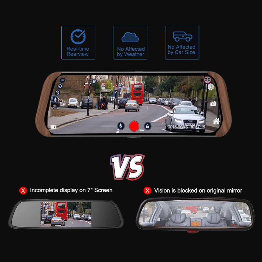 E ACE Автомобильный видеорегистратор потоковое зеркало заднего вида 4G Android FHD 1080 P 10