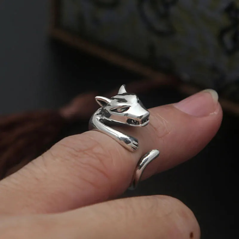 FNJ 925 Серебряное кольцо с волком ювелирные изделия новая мода животное S925