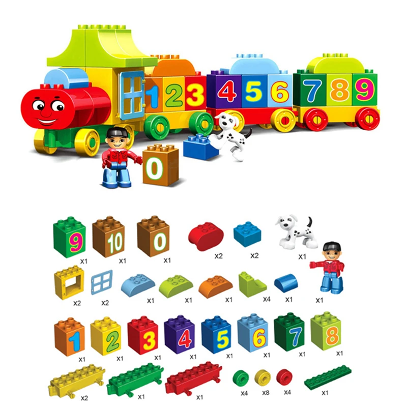 

50pcs Numbers Train Large Particles Building Blocks Educational City Bricks Toys For Children