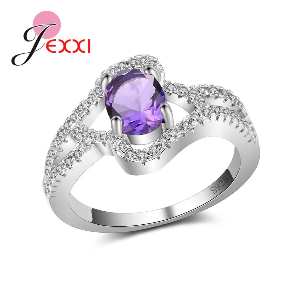 

Geometric Solid 925 Sterling Silver Women Wedding Fashion Finger Rings Micro Paved Clearly Rhinestones Female Bague Bijoux