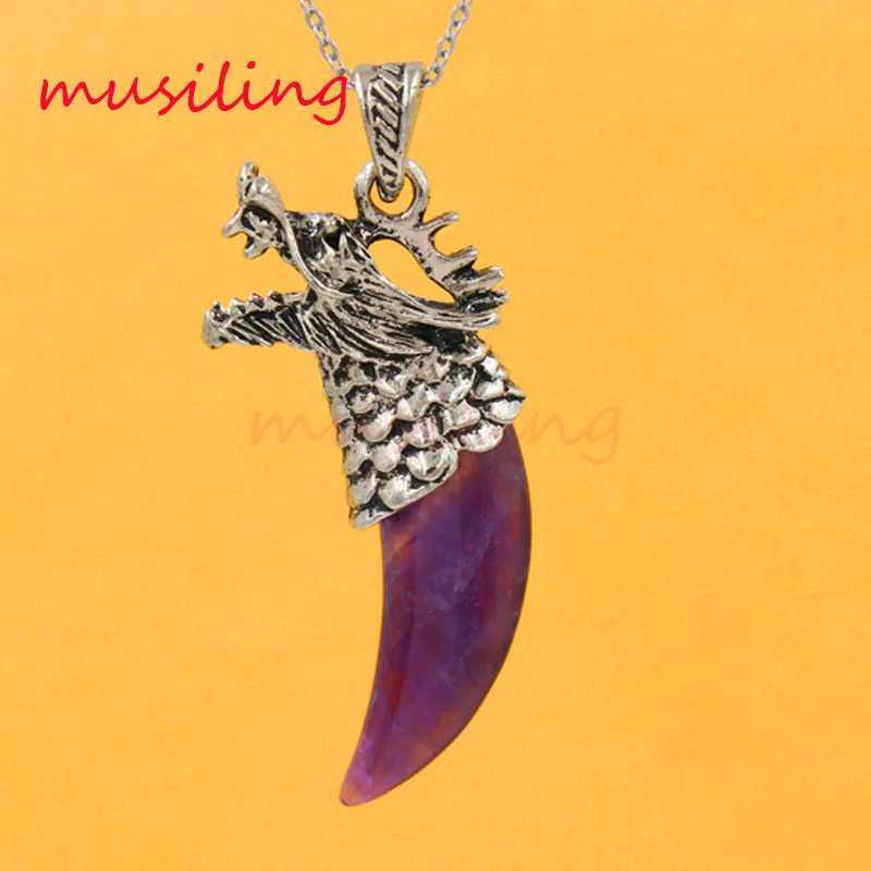 Подвеска маятник голова дракона в форме зуба натуральный драгоценный камень