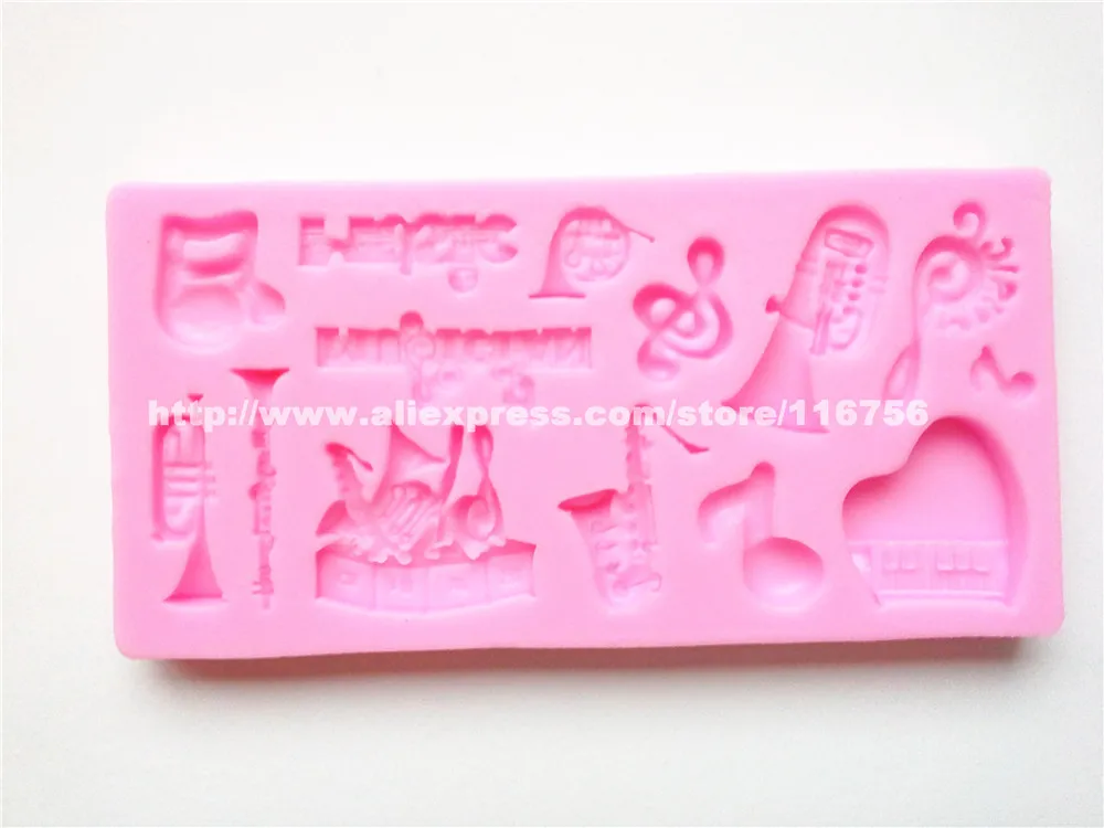 Бесплатная доставка музыкальный инструмент формы силиконовые украшения торта