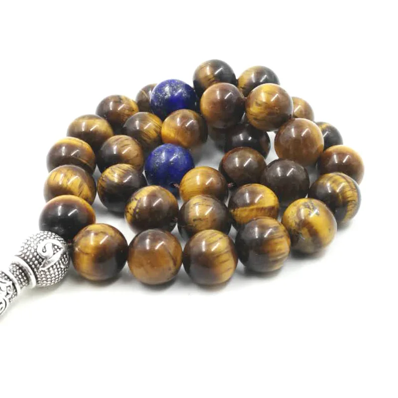 Новый стиль мужской Tasbih натуральный тигровый глаз с лазуритом мусульманские