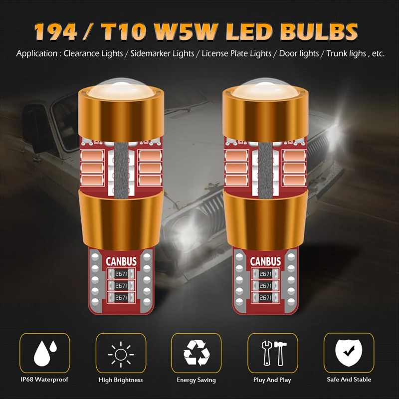 2x Canbus No Error T10 W5W светодиодный внутренний декоративный светильник Кристальный синий зеленый розовый фиолетовый индикаторный светильник 194 168 светодиодный лампы