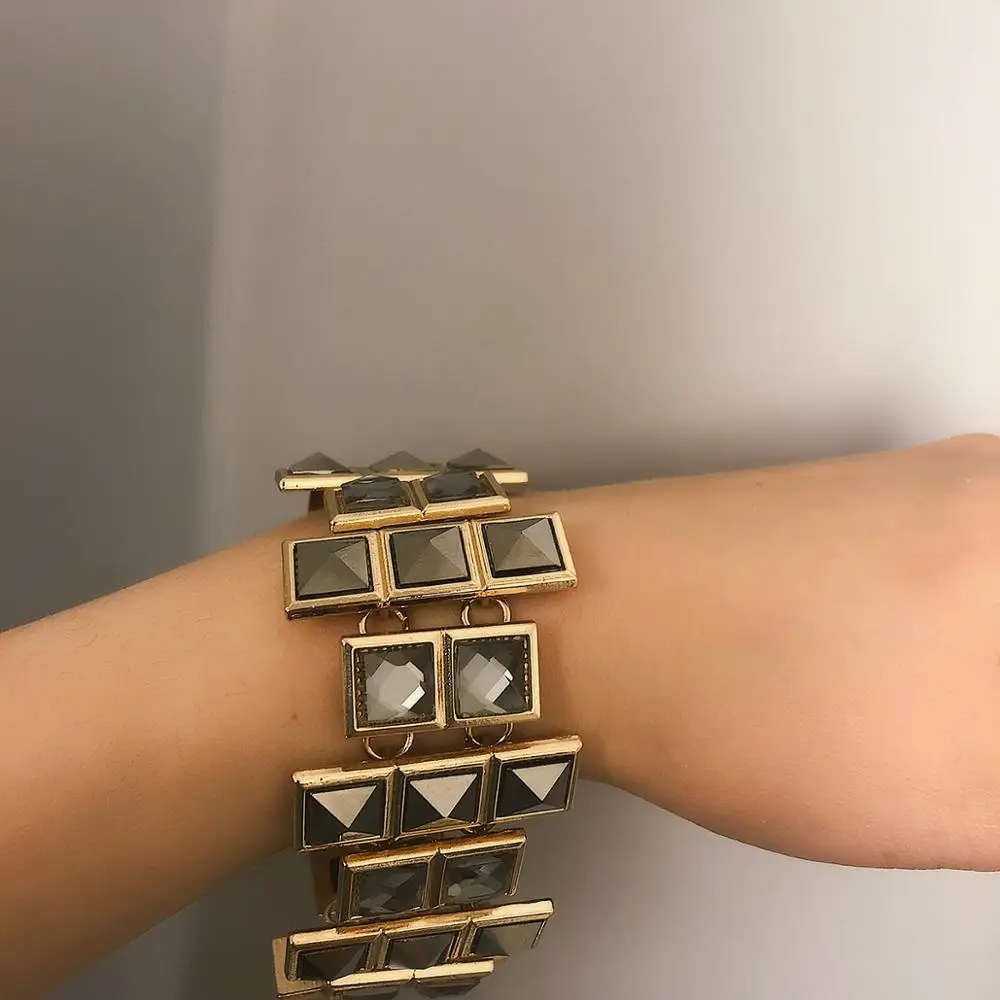 Ретро панк женский браслет крутые стеклянные кристаллы необычный Femme Pulseras Mujer