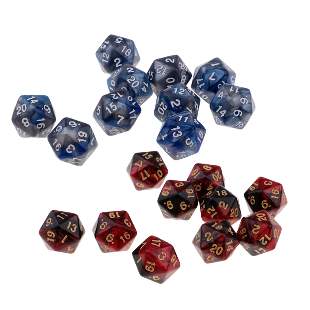 20 шт многогранные кости D20 двухсторонние набор для DND ролевые игры настольные