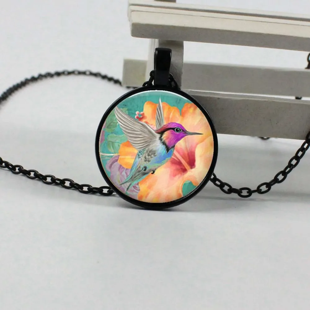 Новинка 3 цвета ожерелье с голубыми птицами на ветке кулоном из желтого стекла 2018