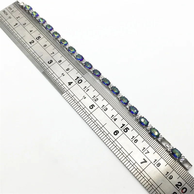 Лучшие Качественные браслеты белого золота цвета голубой радуги мистический