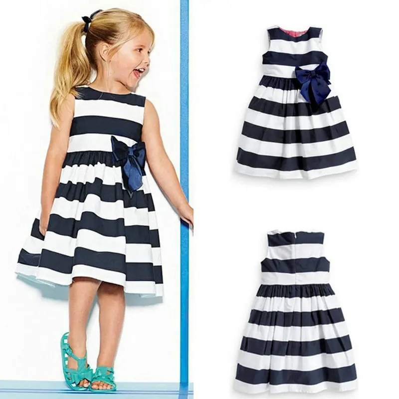 Cute Striped Evening Dress Baby Girls Summer Elegant Dresses For Girl Kids Beach Sundress Vest Lovely | Детская одежда и обувь