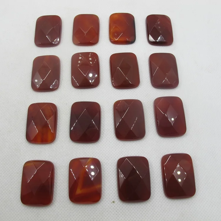 

Wholesale Red Carnelian Agate 22x30mm Faceted Rectangle Gem stone Jewelry Cabochon Natural Stone Ring Face 5pcs/lot
