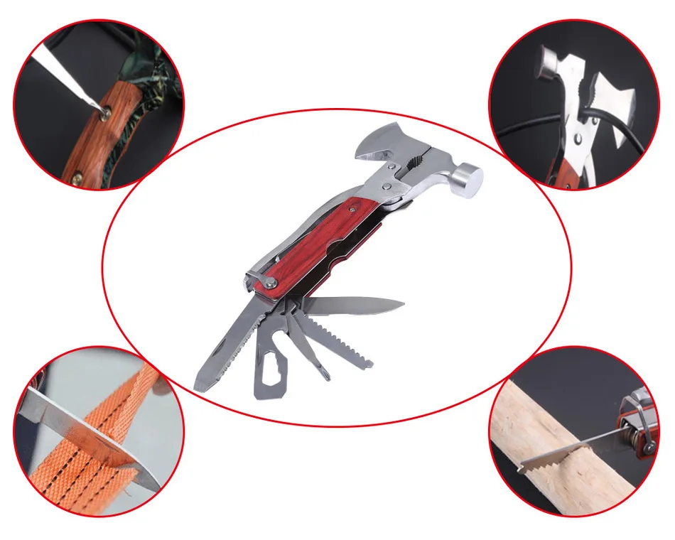 

Multifunction Outdoor Camping Emergency Survival Tool Set Safety Hammer Opener Screwdriver Sawtooth Knife Plier For Camping
