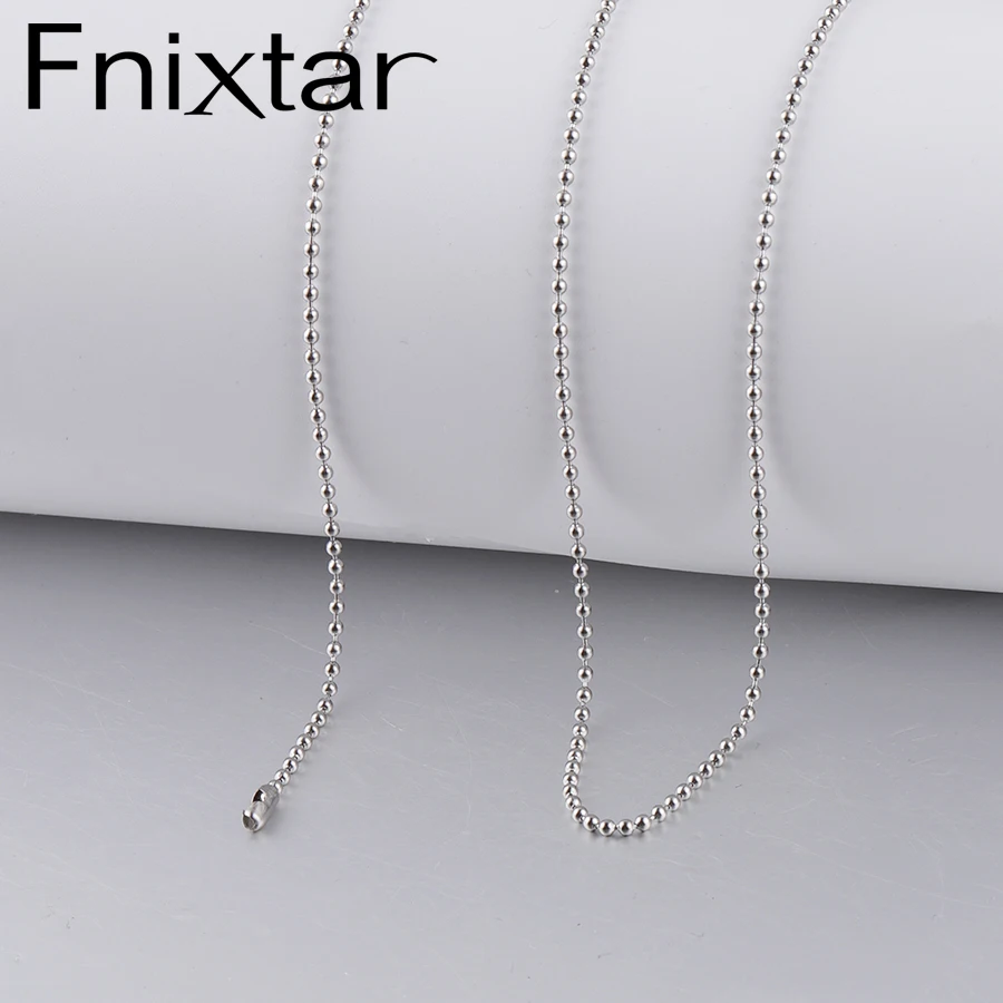 Fnixar 1.5mm Thickness Stainless Steel Ball Beads Chain Necklace DIY 16'' 18'' 20'' 24'' 25'' 30''