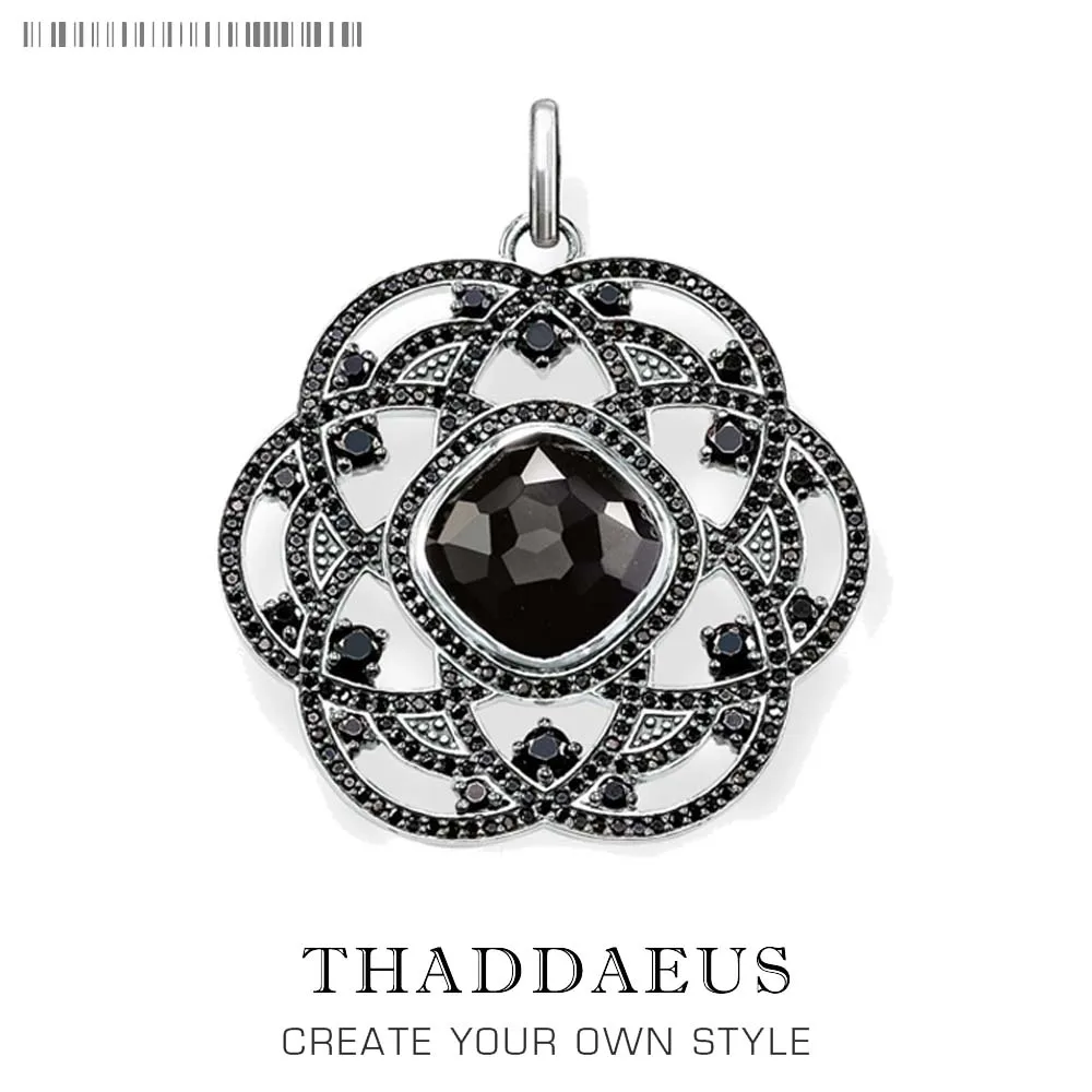 

Pendant Black Flower Ornament,2019 Brand New Fashion Jewelry Europe 925 Sterling Silver Accessories Vintage Gift For Woman