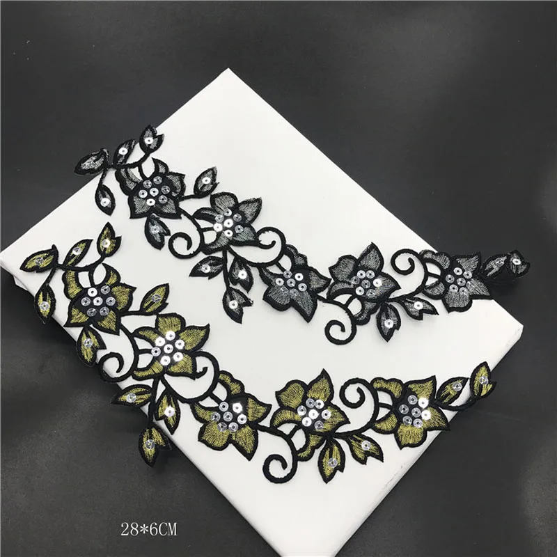 1pc flower embroidery patches for clothing Embroidered sequin patch clothes Sewing large applique parches | Дом и сад